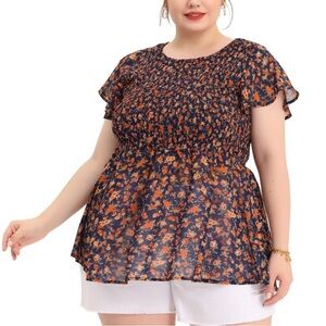 Agnes Orinda Floral Peplum Top